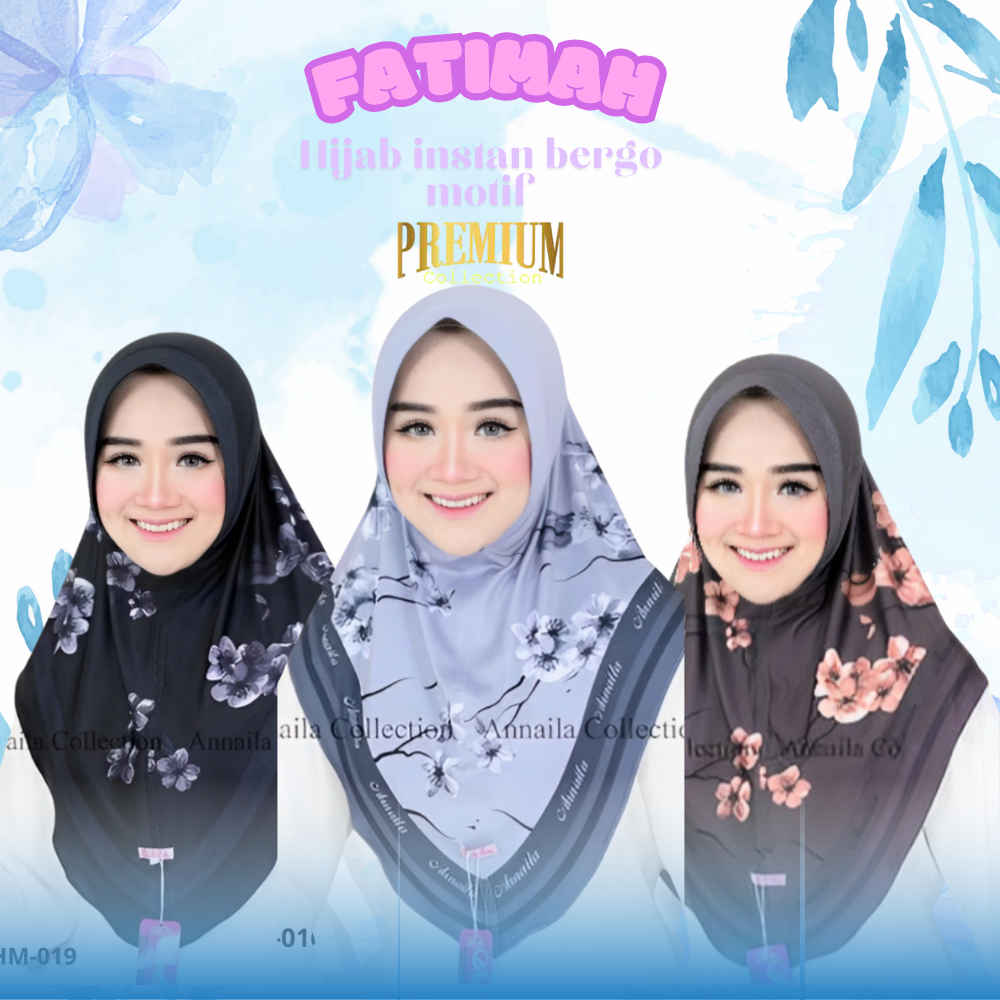 Hijab Bergo Instan Motif Premium Printing Sublim Khimar Kerudung 𝐁𝐞𝐫𝐠𝐨 Daily Jilbab Jersey
