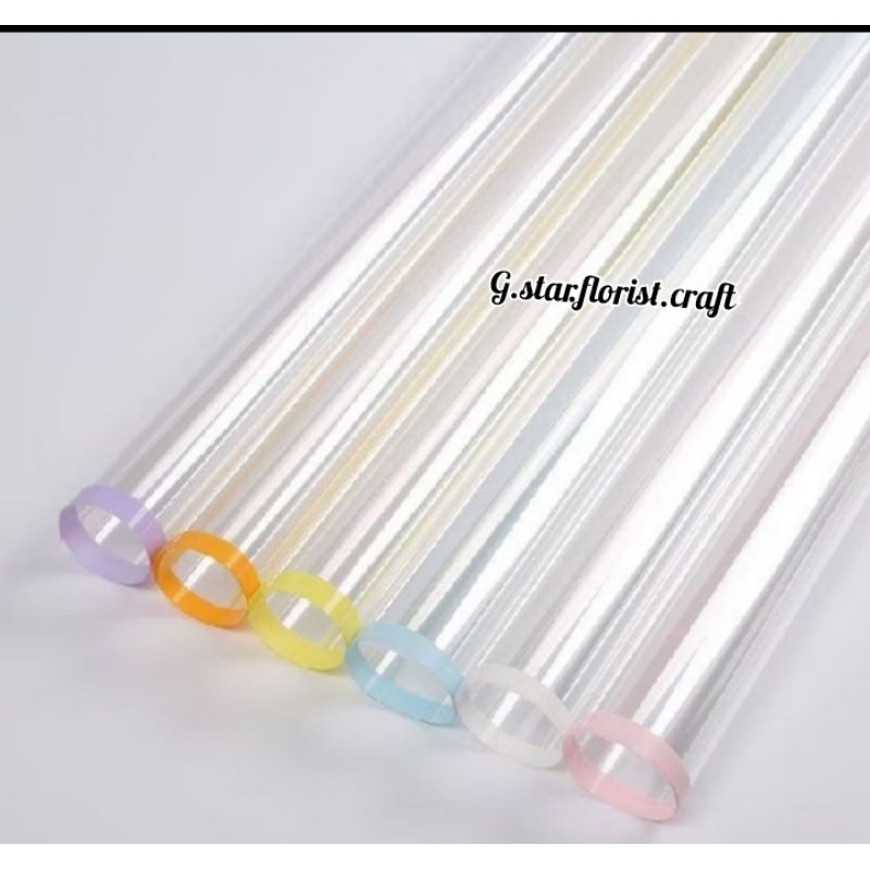 

1 Lembar Flower Wrapping Transparent - Cellophane Bening List Warna