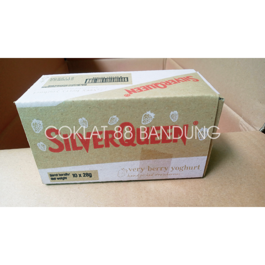 SILVERQUEEN 1 BOX YOGURT STRAWBERRY 22GR X 10, COKLAT SILVERQUEEN 1 BOX KECIL 22 GR 10 PCS CHOCOLATE