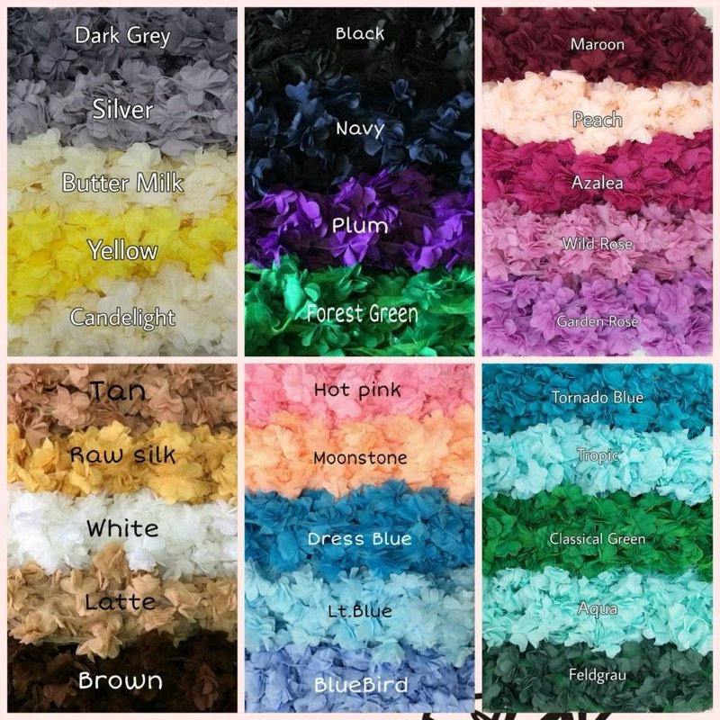 Aplikasi Bunga Frill Bahan Sifon (Isi 12 Bunga)