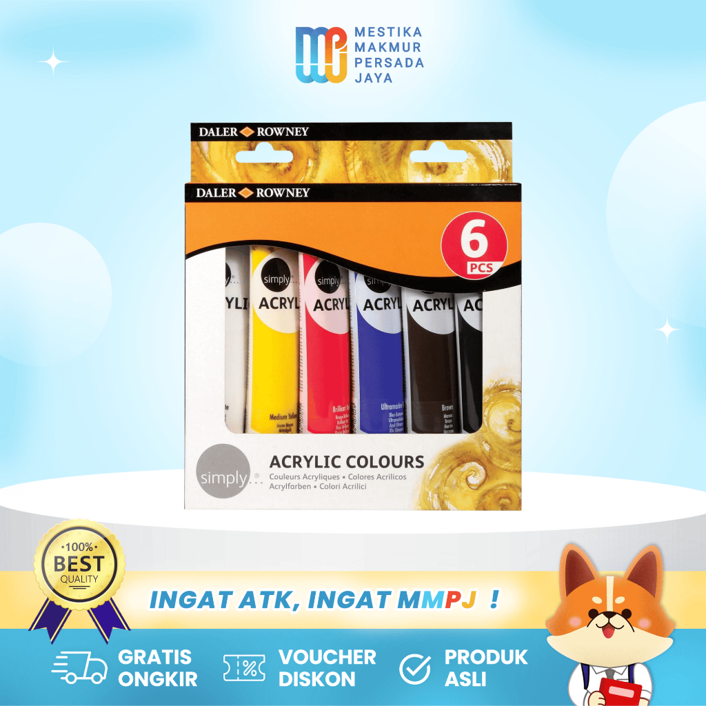 

Daler Rowney Simply Cat Acrylic Paint Set - Cat Akrilik 6 Warna 126500025