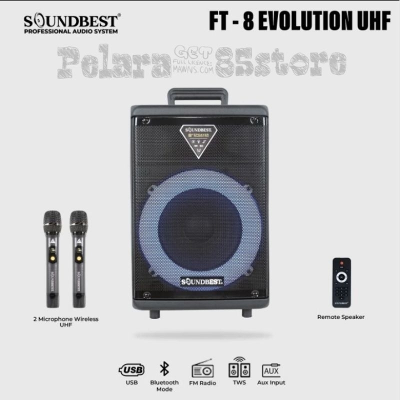 Speaker portable SOUNDBEST FT-8 EVOLUTION UHF speaker bluetooth usb 8 inch