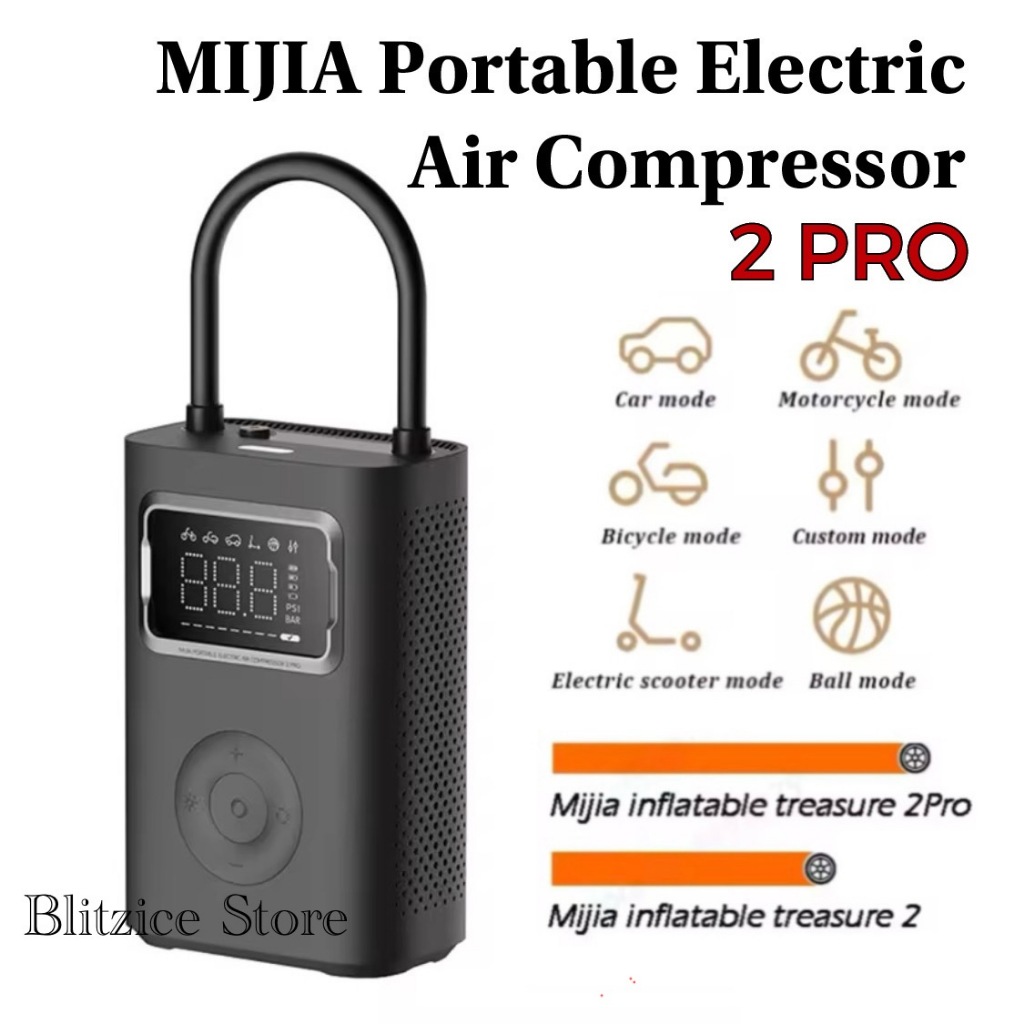 Mijia Mi Portable Electric Air Compressor 2 Pro Pompa Angin Elektrik Ban Sepeda Skuter Motor Mobil B