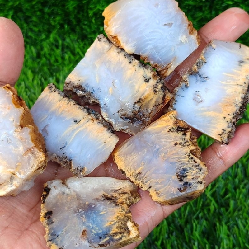 Bahan Batu Akin Dendrite Bulu Macan Asli Natural / Batu Dendrite Asli Terjamin