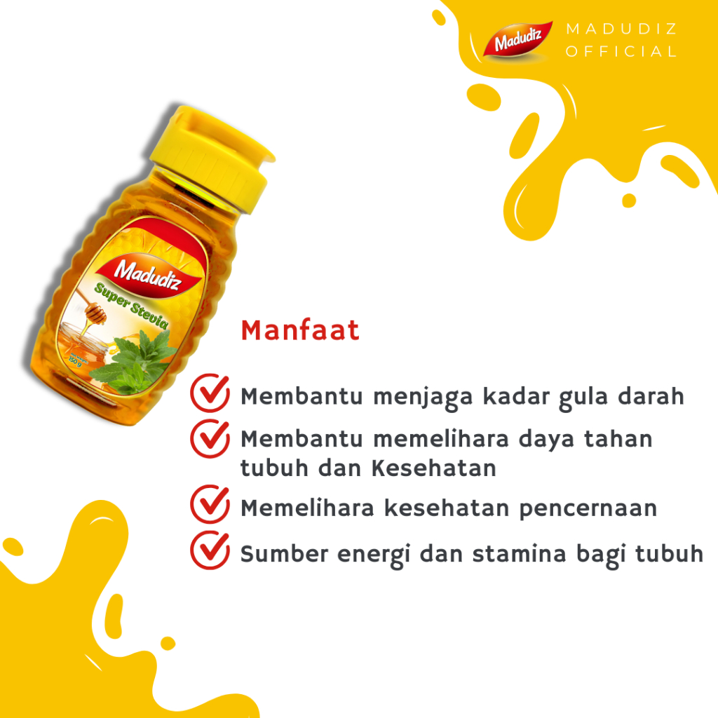 

QH Madudiz Madu Super 150gr 3Botol, Madudiz Madu Super Stevia 150gr 3Botol, dan Stevia Premium