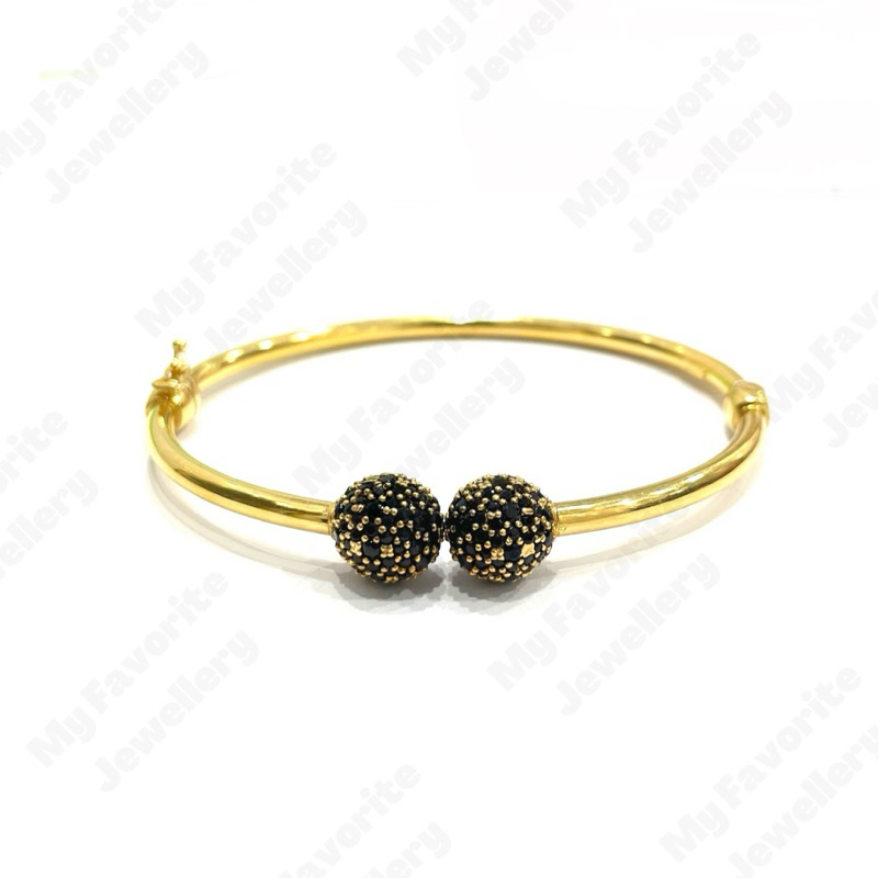 Gelang Emas Lilit Tinju Variasi AD Hitam ( Emas Asli Kadar 700)