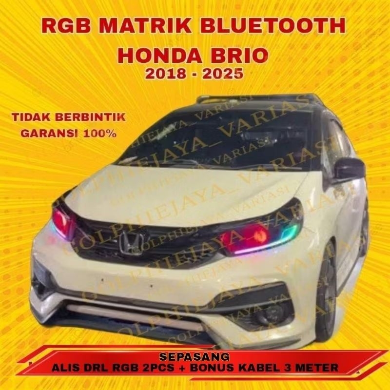 Paketan Lampu alis bluetooth rgb mobil brio satu set led alis running rgb matrix honda brio mobilio