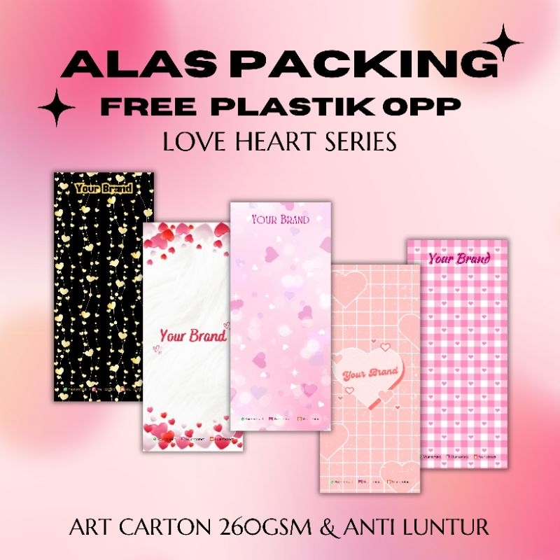 

[FREE PLASTIK] ALAS PACKING LOVE HEART SERIES ART CARTON 260gsm | Packaging untuk Strap Phone Kalung Souvenir Ukuran 5x12 6x16 6x20 7x16 7x20 8x12 8x16