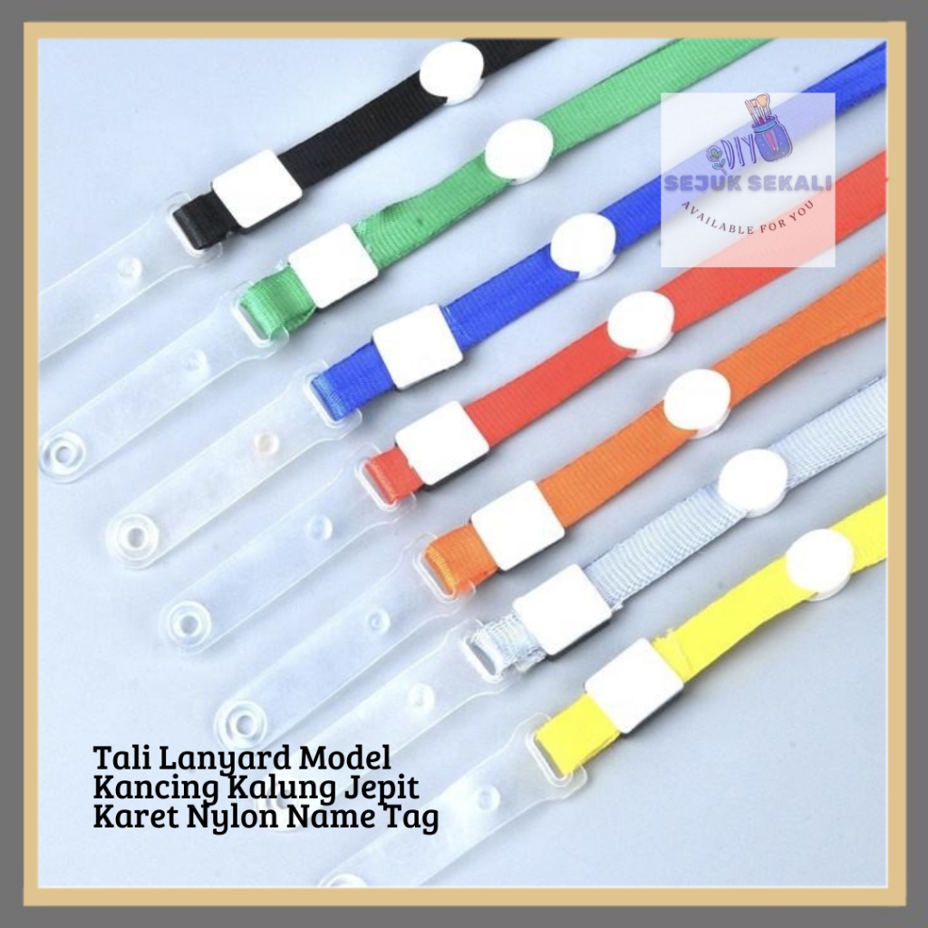

Tali Lanyard Model Kancing Kalung Jepit Karet Nylon Name Tag