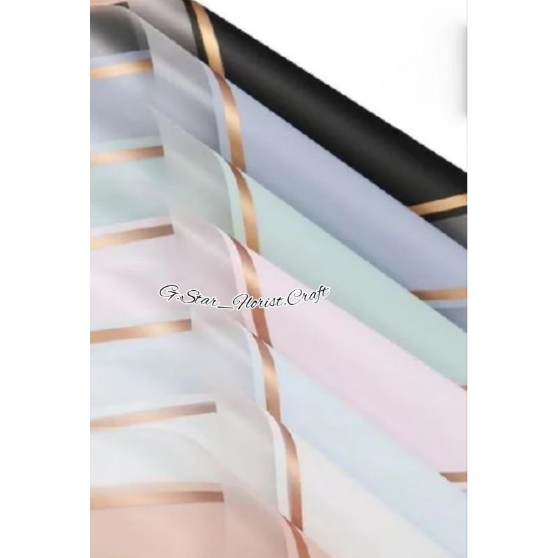 

Per Lembar TRANSPARENT FRAME GOLD LINE FLOWER WRAPPING CELLOPHANE WATERPROOFBahan Waterproof ukuran 58 x 58 cm Free Packing