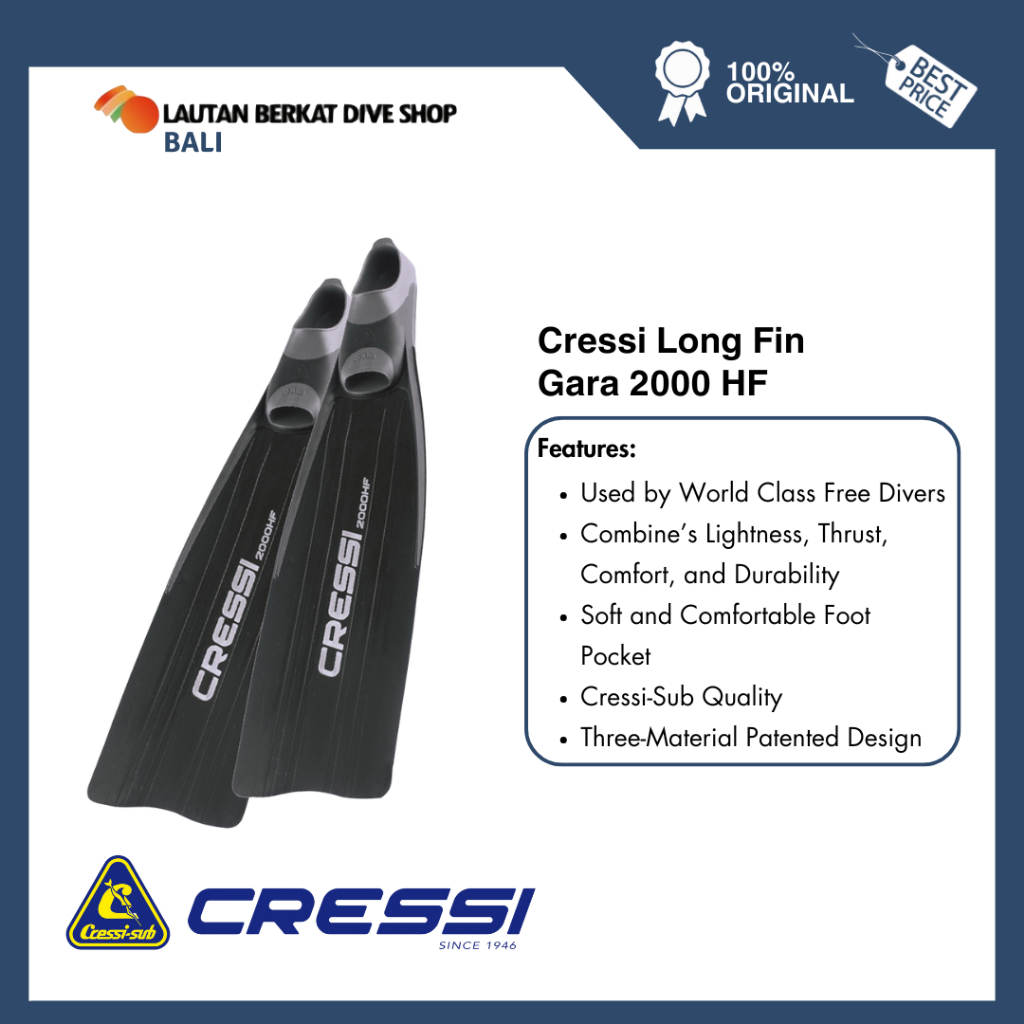 Kaki Katak/Fin Freediving/Spearfishing Fin Cressi Gara 2000 Long Fin