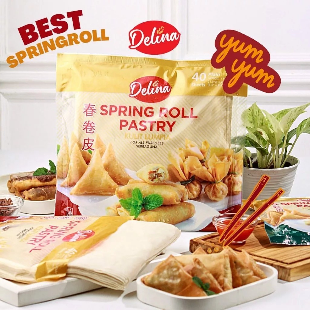 

Delina Spring Roll | Kulit Lumpia Frozen Isi 40S | Delina Spring Roll Pastry Kulit Lumpia