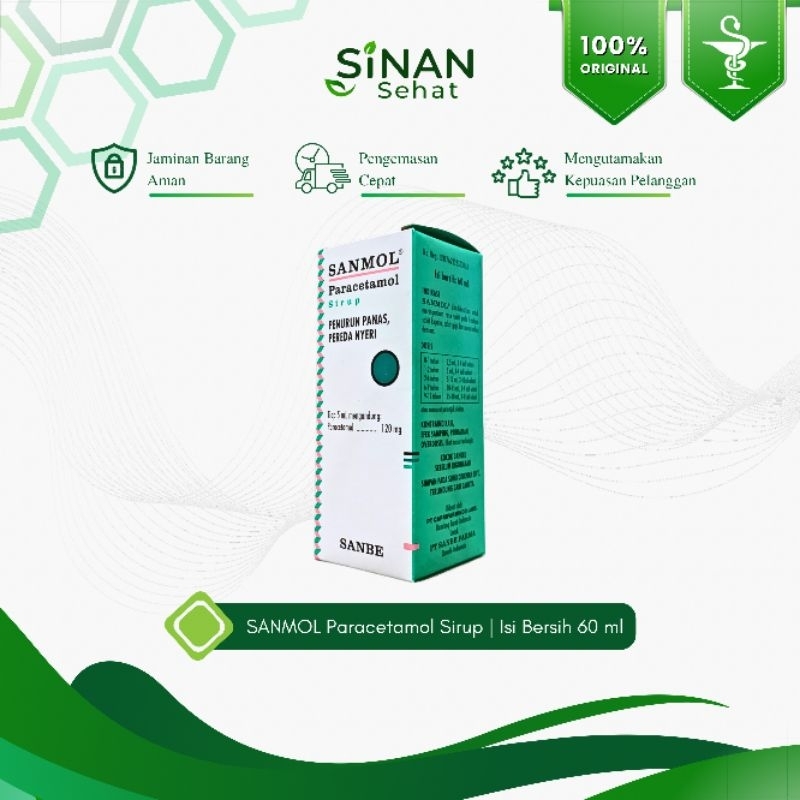 Apotek Sinan Sehat | Sanmol Syrup 60 ml Sirup Panas Parasetamol | Obat Penurun Demam Anak & Dewasa