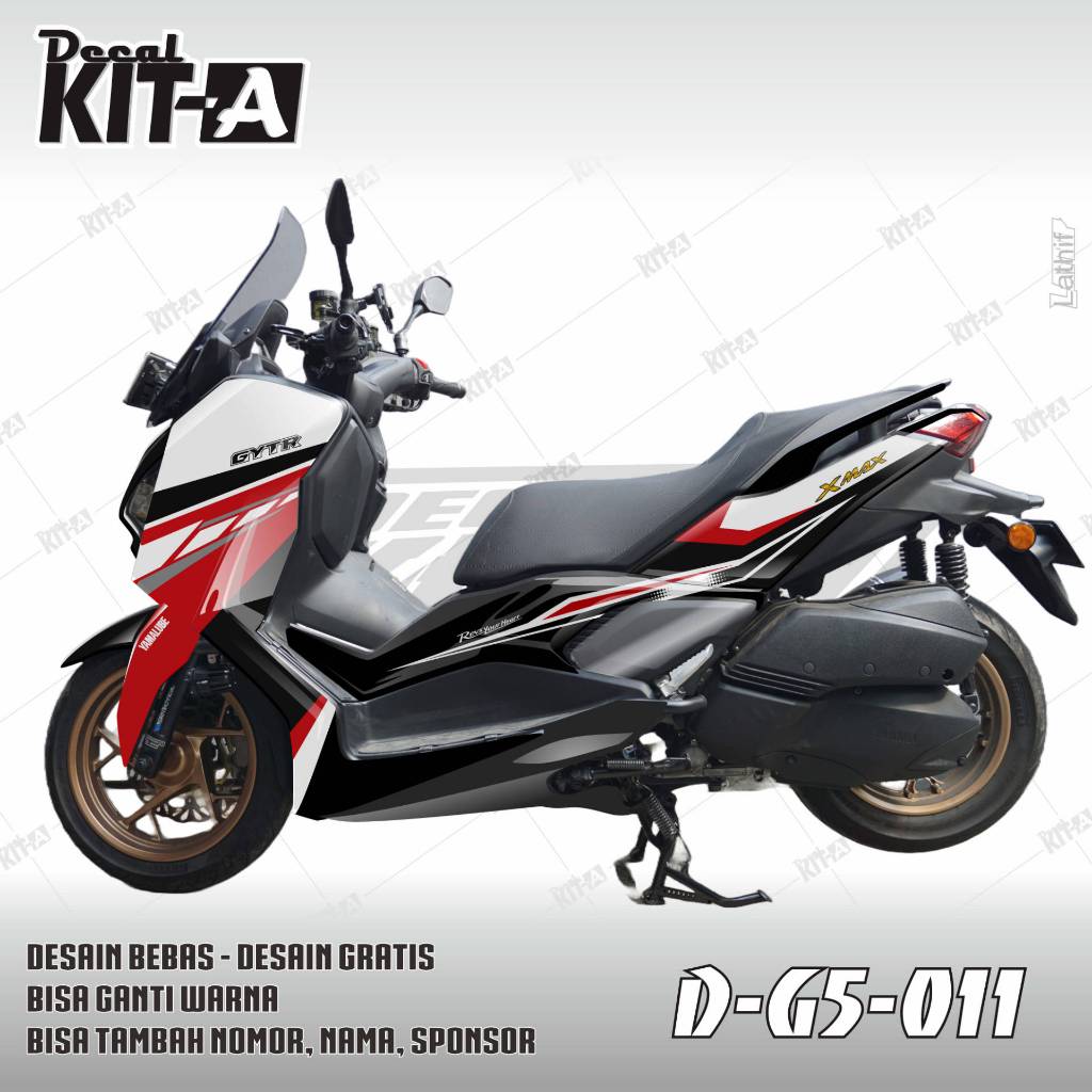 Decal Sticker Striping Stiker XMAX Connected 2023 Merah Putih Hitam Kombinasi D-G5-011 D-G5-003