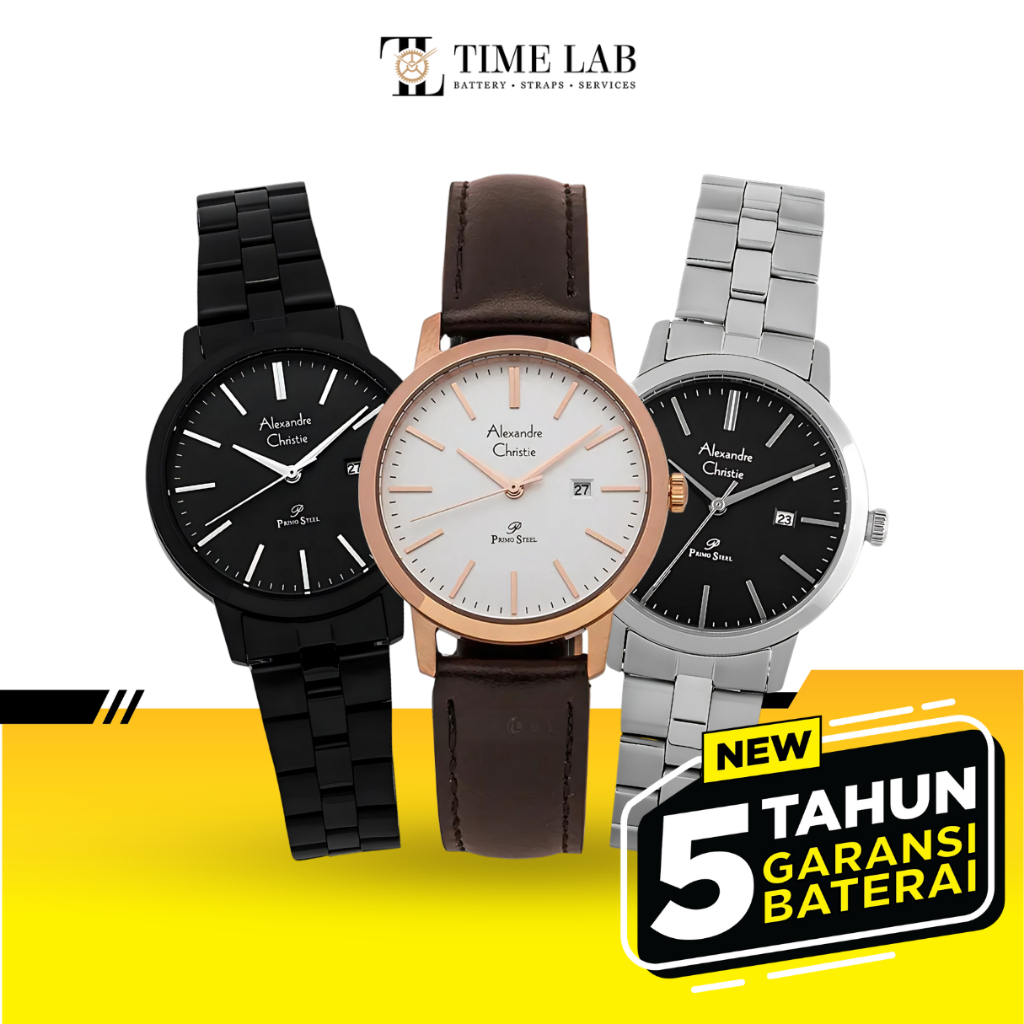 JAM TANGAN WANITA ALEXANDRE CHRISTIE PRIMO STEEL AC1007 / AC 1007 / AC1007LD COUPLE ORIGINAL