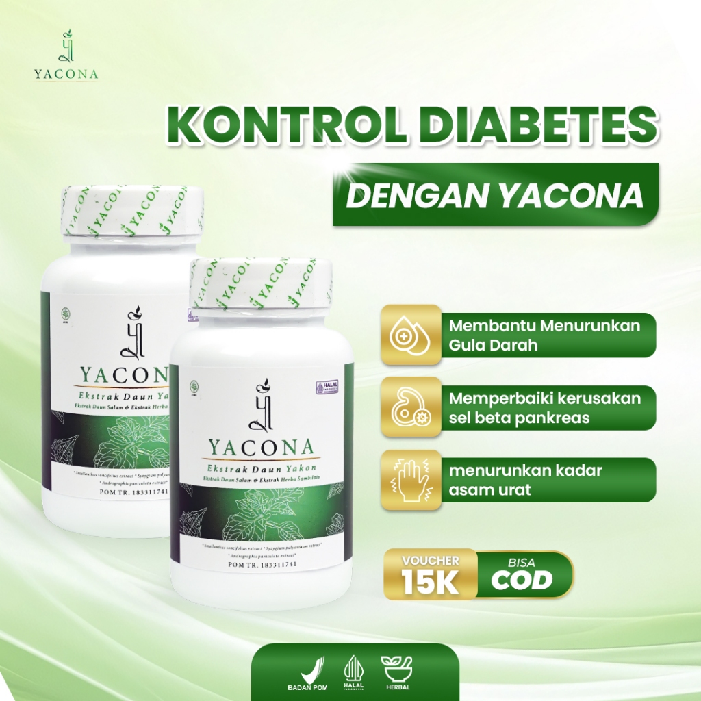 Obat Diabetes Yacona Kapsul Paket 2 Botol Herbal Gula Darah Tinggi