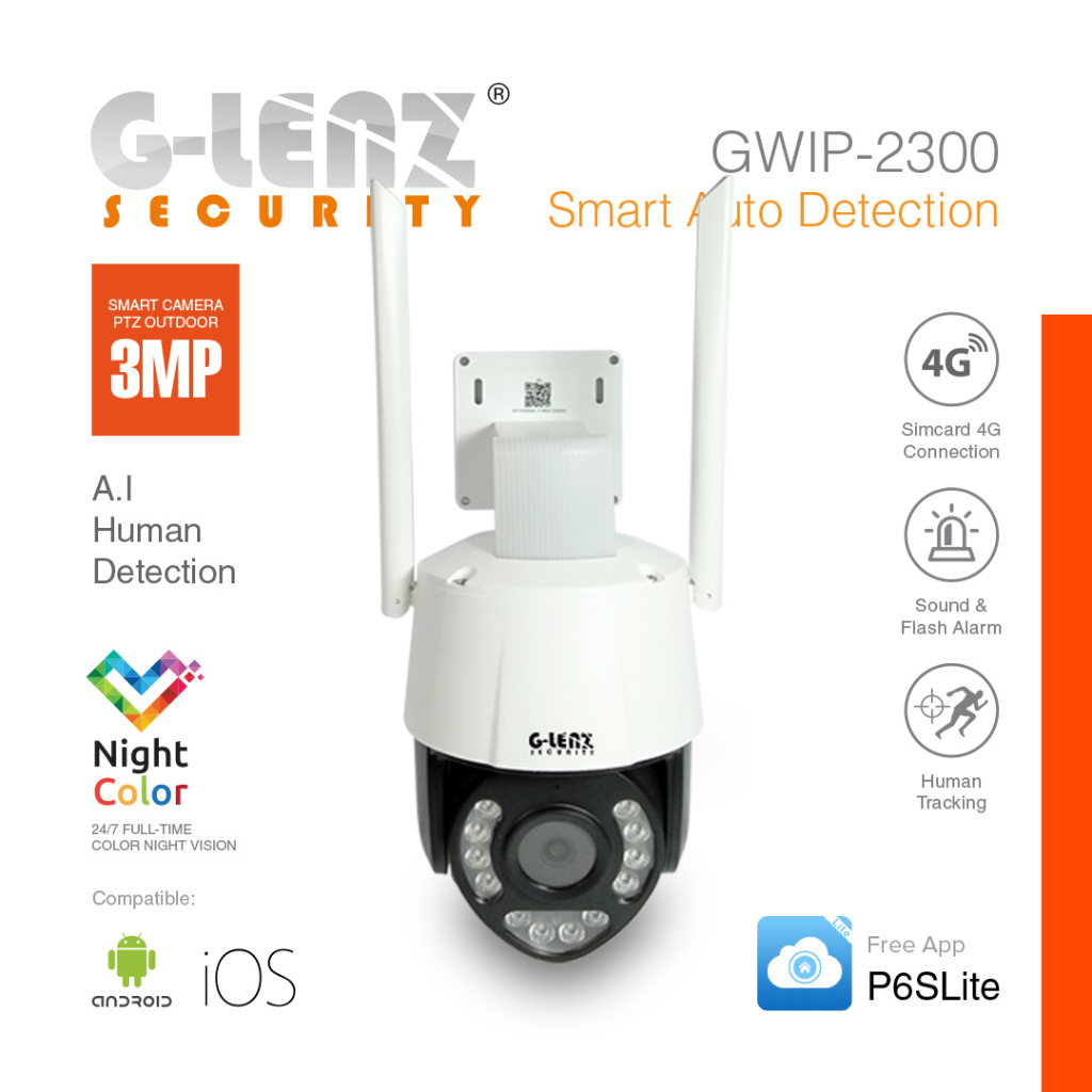 GLENZ CCTV SIMCARD 4G (3 MP) - Tanpa Wifi CCTV OUTDOOR PTZ - GWIP 2300