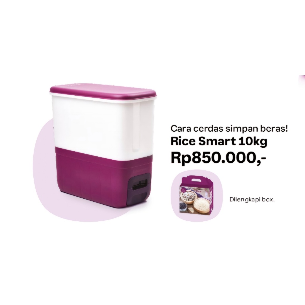 TUPPERWARE TURUN HARGA - RICE SMART 10kg - WADAH BERAS 10KG NORMAL Rp. 850.000, HANYA Rp. 675.000