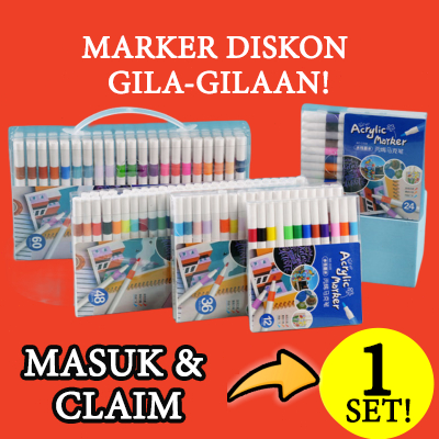 

Acrylic Marker Set Spidol Akrilik DIY Painting Spidol Pastel Pulpen Highlight Drawing Warna