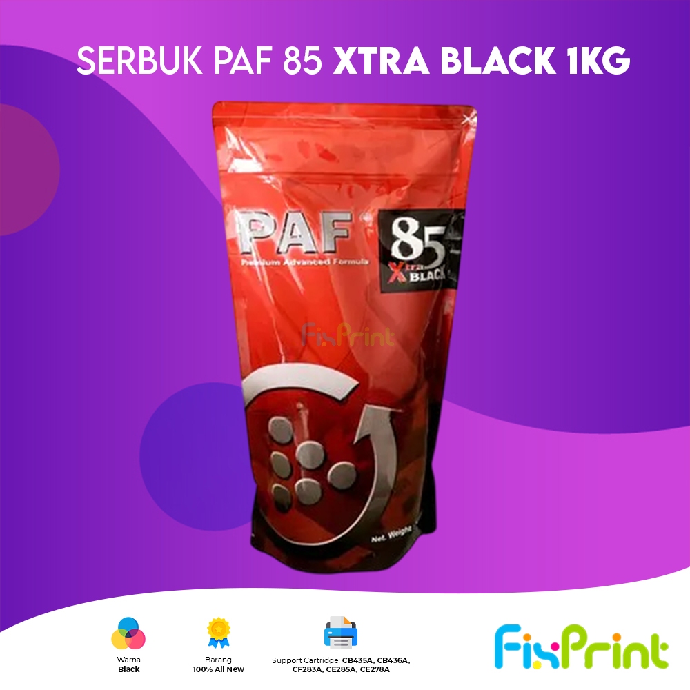 FixPrint Serbuk PAF 85 Xtra Black HPC 1KG HP Laserjet P1002 P1003 P1004 P1005 P1006 P1009 M1120 M112