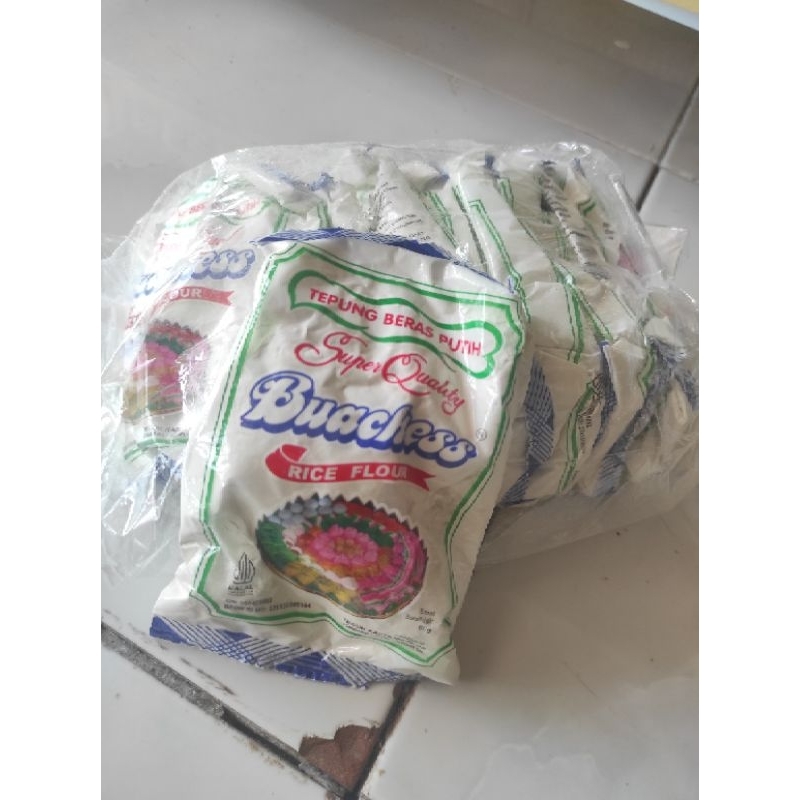 

TEPUNG BERAS PUTIH/SATU PACK ISI 10 BUNGKUS/1 BUNGKUS 80G/BUACHESS/SUPERQUALITY