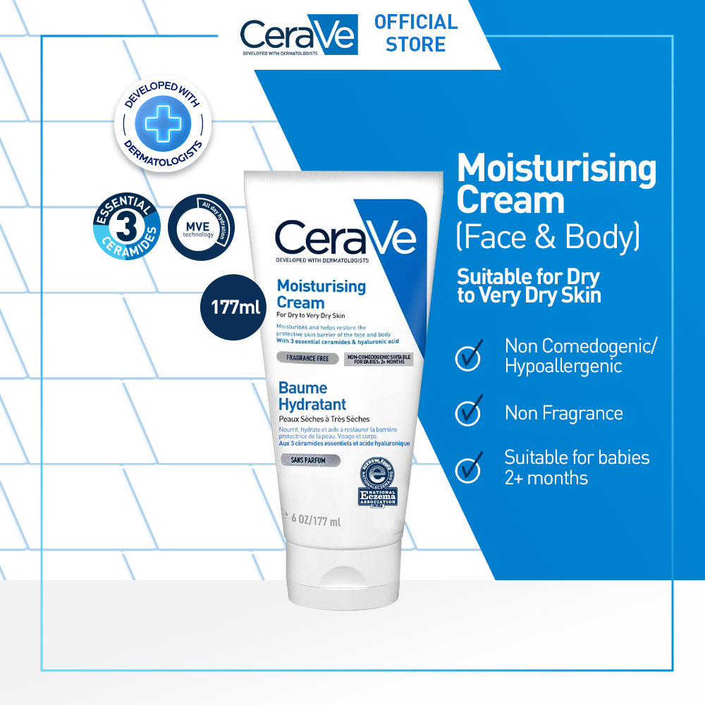 CeraVe Moisturising Cream 177ml  - Skin Barrier Repair Moisturizer with Ceramide for Dry to Very Dry