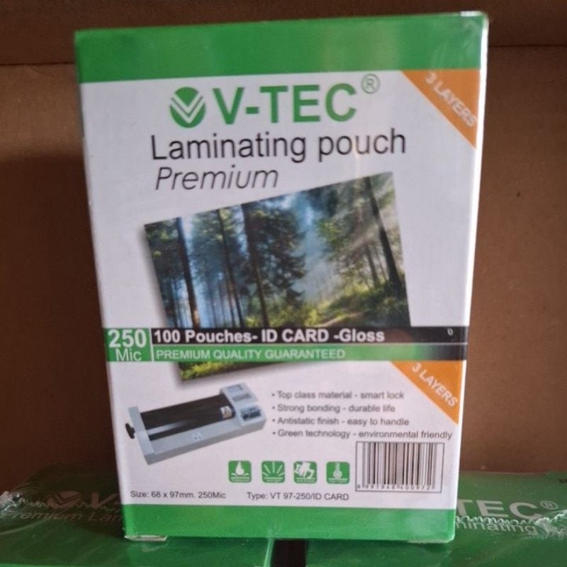 

plastik laminating ukuran KTP V-tec type VT97-250/ID CARD 68x97mm 250Mic 3layer