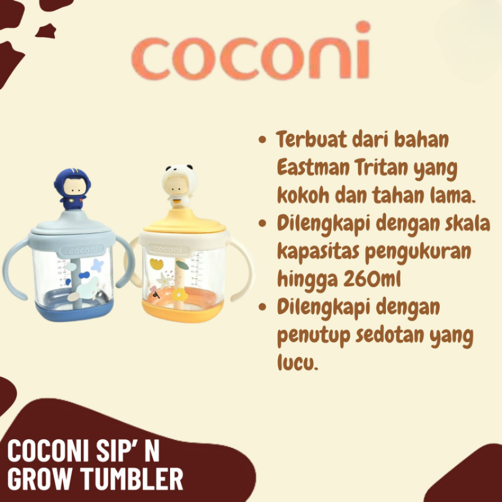 Coconi Sip’ n Grow Tumbler Sippy Cup 260ml - Gelas Susu Anak Sedotan