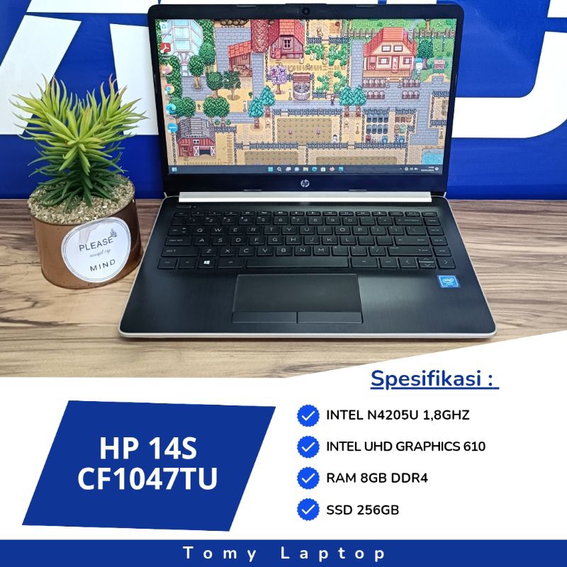 LAPTOP BEKAS HP 14S INTEL N4205U INTEL UHD RAM 8GB DDR4 SSD 256GB 14INCH BLIT