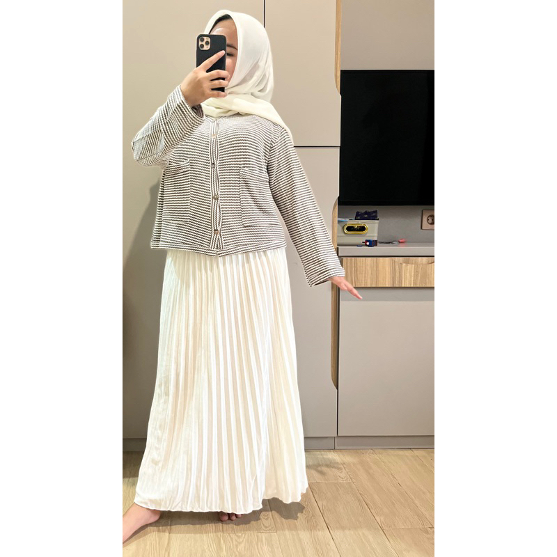 CARDIGAN V NECK ROUND NECK SOFT KNIT POCKET RAJUT HALUS STRIPE