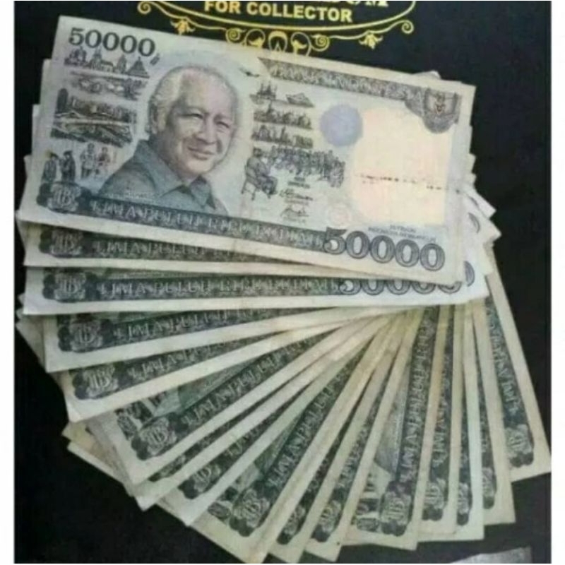 Uang kuno 50.000 soeharto kertas