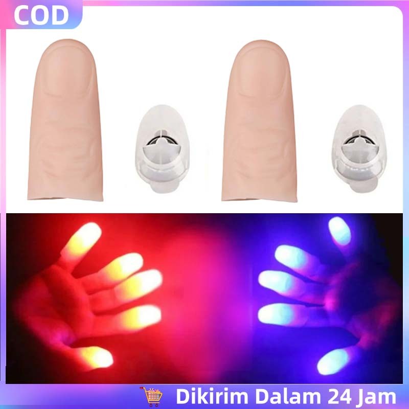 2pcs Alat Sulap Jempol Thumbtip Lampu Led Alat Sulap Jempol Menyala Sulap Jempol Alat Sulap Jempol M