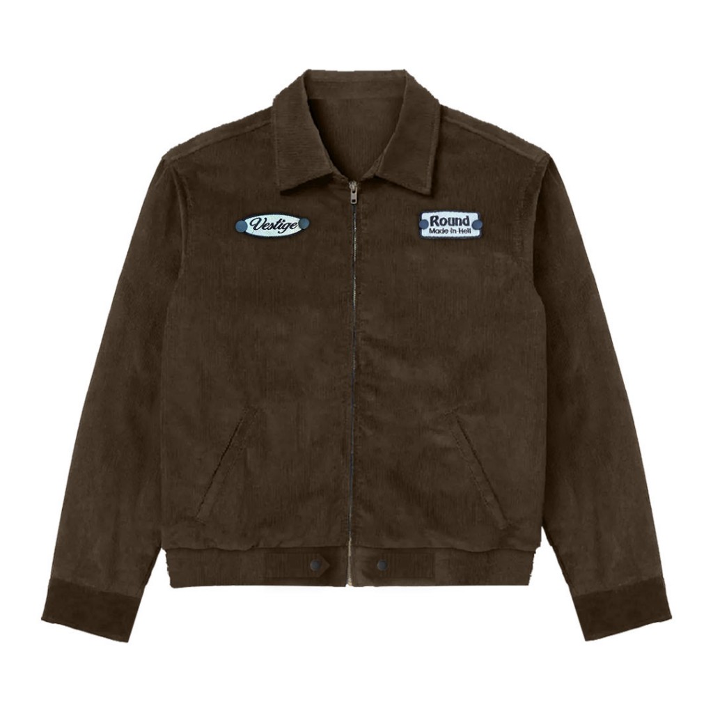 Round - Work Jacket Corduroy Trion Hitam Coklat Jaket Pria Wanita Free Patch