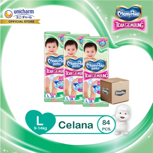MamyPoko Pants Tidak Gembung - L 28 - Popok Celana - 3 Packs