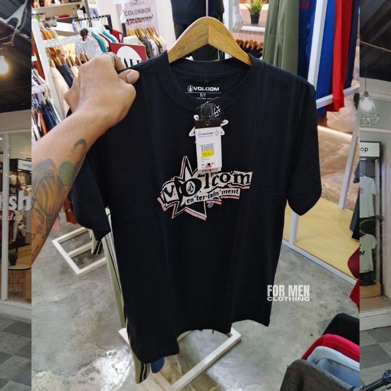 Kaos Volcom Original Tshirt Pria Lengan Pendek V ENT Hitam