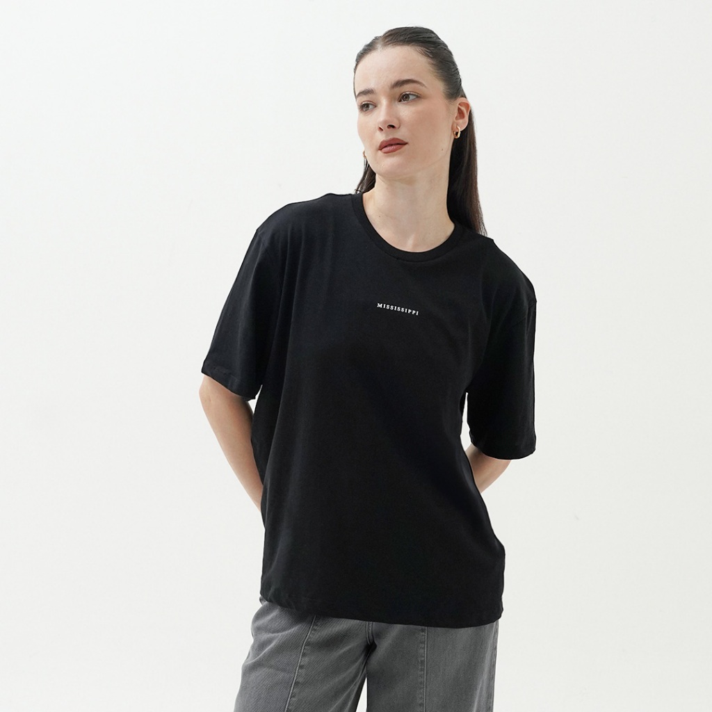 Mississippi Slogan Tshirt Kaos Wanita LIN000639M Hitam