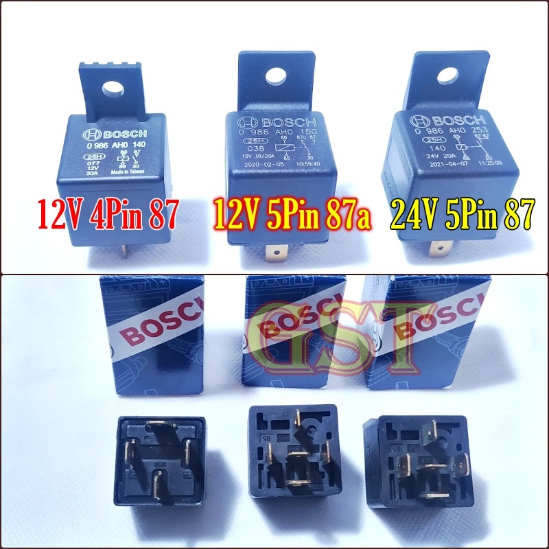 Relay bosch 12V 24V 20A 30A 4 5 Pin kaki riley relay 4 pin 12 volt rilei Rellay