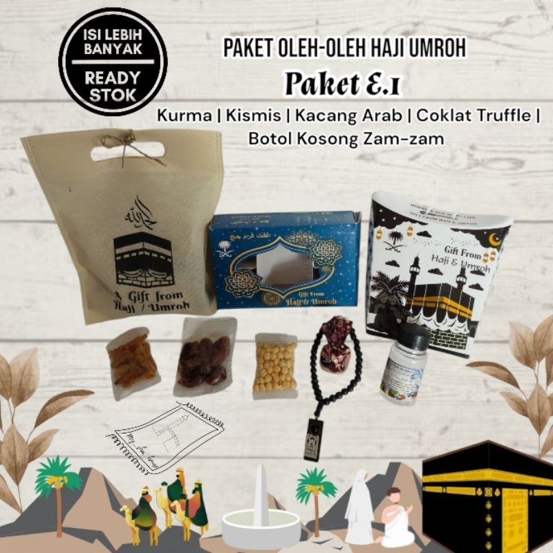 

PAKET E1 Oleh oleh haji umroh berkualitas kurma kismis kacang arab coklat tasbih