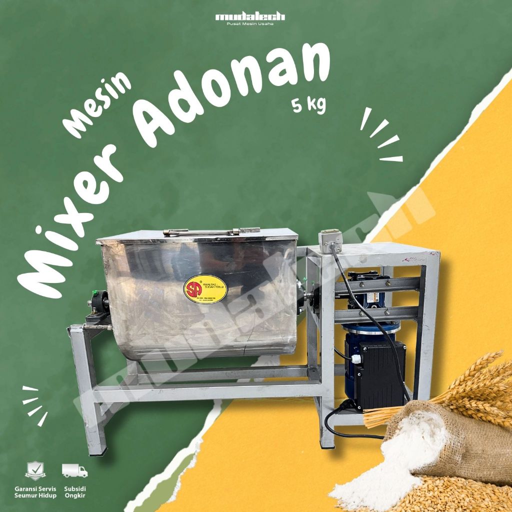 Mesin Pengaduk Adonan Tepung Mixer Adonan Horizontal Roti Mie 5KG