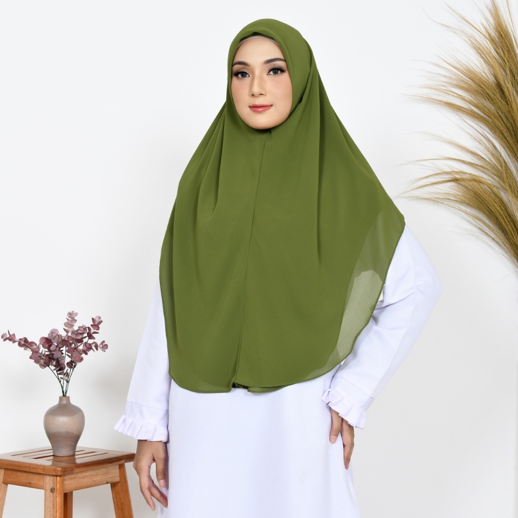 Bergo Niqab 2layer Umroh Cadar Cantik Khimar Jumbo Berbahan BabyDoll Premium ZHI