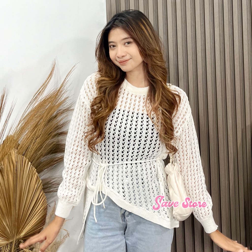 Haruka Blouse Knit - Atasan Rajut Jaring