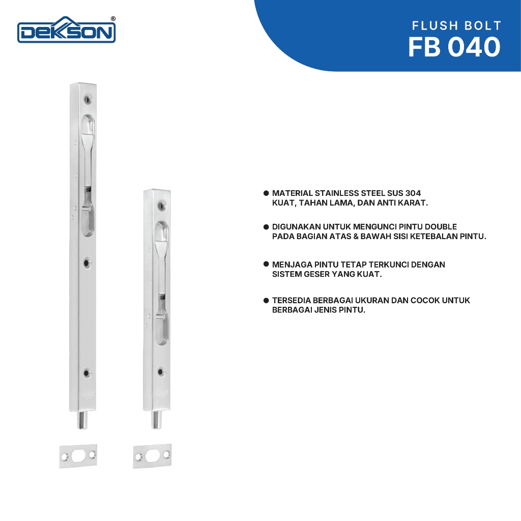 Dekkson Grendel Pintu Flush Bolt Fb 040 Silver Hitam
