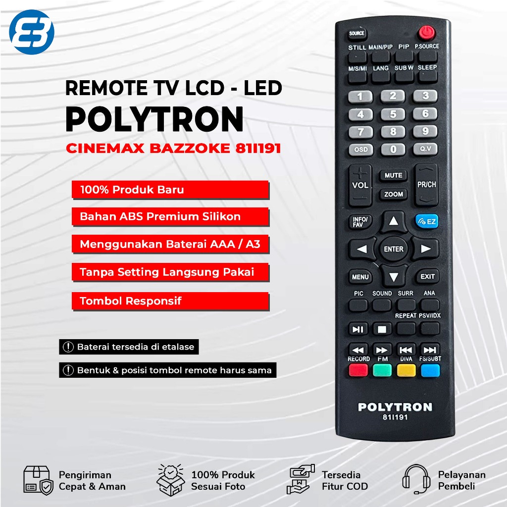 Remote TV LCD LED POLYTRON CINEMAX BAZZOKE XCEL 81/191