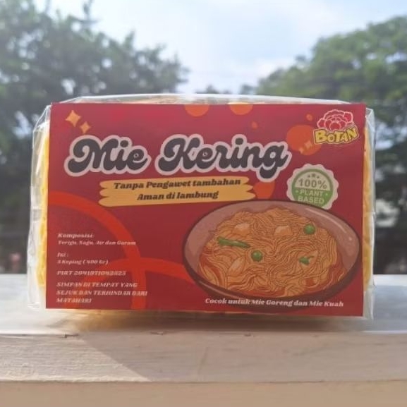 

Mie Kering Botan Vegan Vegetarian 400 gr ( isi 5 keping )