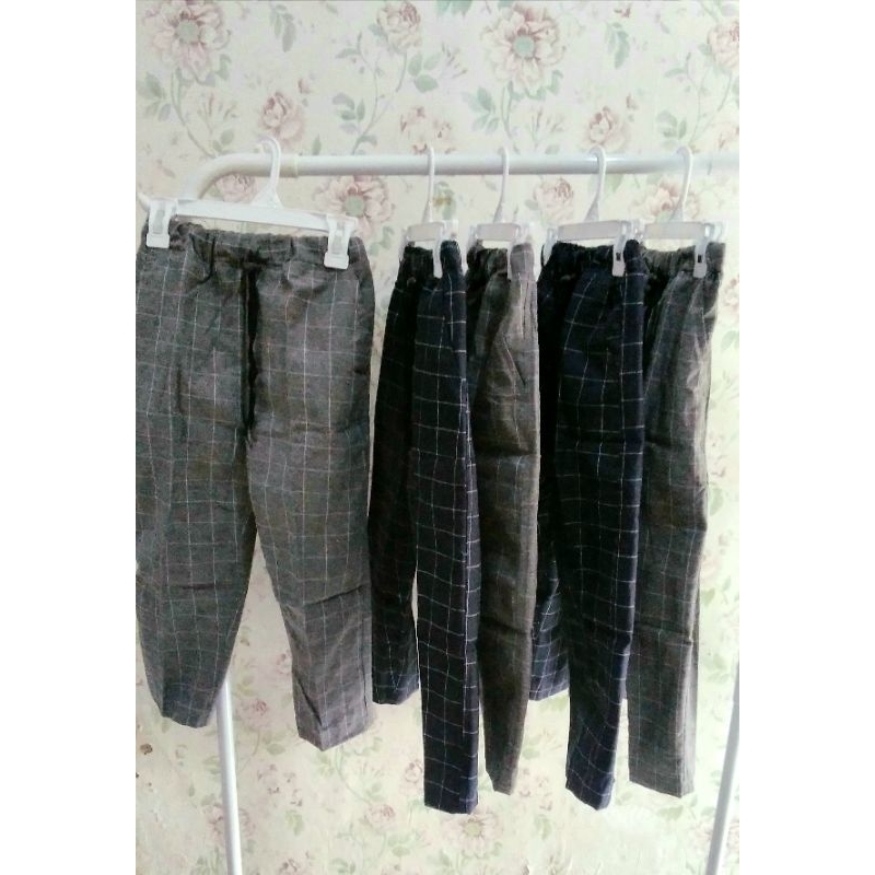 Celana Tartan Panjang Anak Cowok/laki-laki.