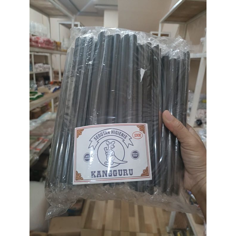 SEDOTAN STERIL HITAM BOBA 12 MM ISI 100PCS/SEDOTAN MURAH