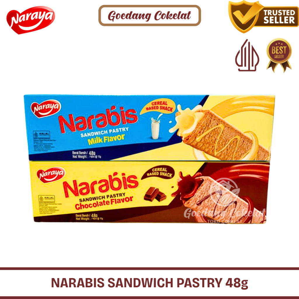 

Naraya Narabis Sandwich Pastry Milk Chocolate Snack Cemilan Kemasan Box 48g