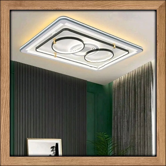 Lampu hias tempel plafon minimalis persegi panjang led 3 cahaya putih kuning warm white Remote contr