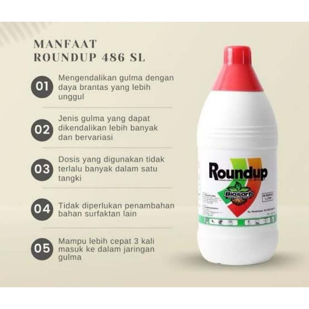 Roundup 1 liter original racun rumput paling ampuh, obat rumput, gulma, alang-alang