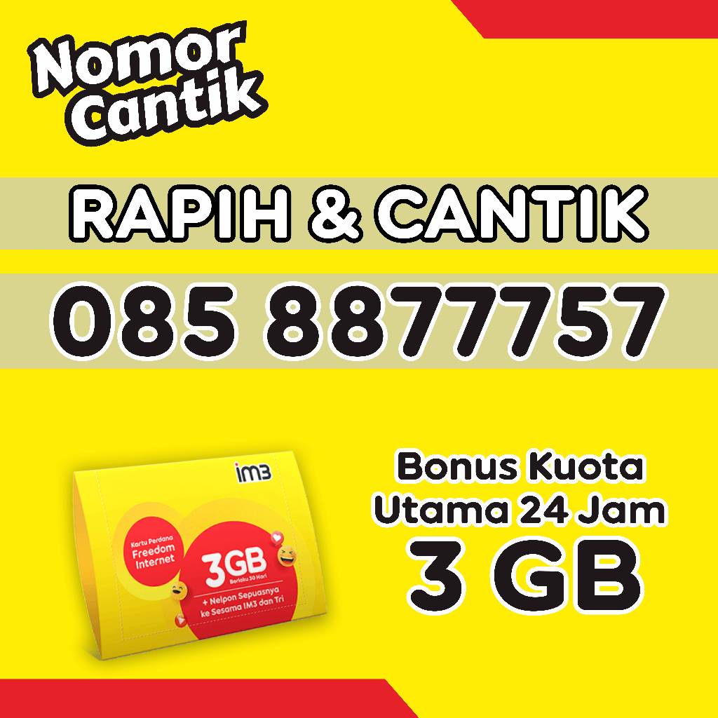 Kartu perdana Indosat nomor cantik spesial rapih seri 777